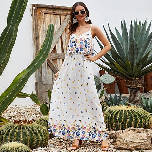 

Women's Sheath Dress - Sleeveless Floral Summer Elegant 2020 White S M L XL XXL