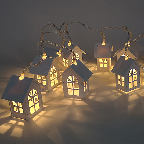 

Christmas Lights Mini House Shape 10 LEDs Copper Wired Light Strips for Wedding Christmas Party Patio Fairy String Light