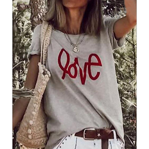 

Women's Letter T-shirt Daily Yellow / Blushing Pink / Green / Gray