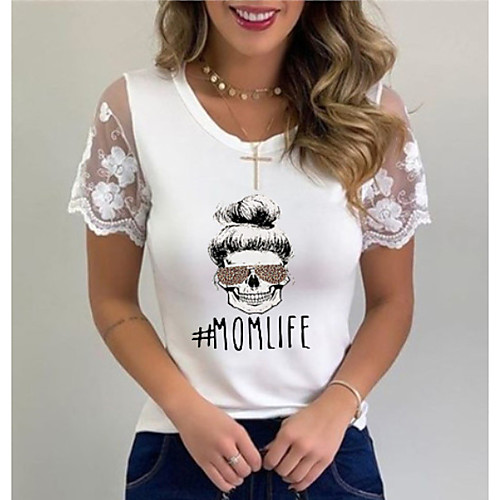 

Women's Cartoon T-shirt Daily White / Black / Blue / Blushing Pink / Gray