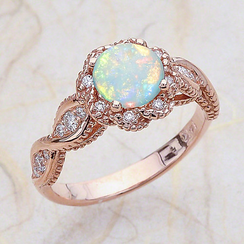 

Women's Ring Opal 1pc Rose Gold Copper Round Luxury Trendy Sweet Birthday Party Evening Jewelry Geometrical