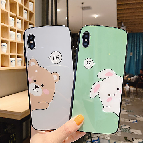 

Tempered Glass Phone Case Cartoon Pattern for Apple iPhone Case 11 Pro Max X XR XS Max 8 Plus 7 Plus 6 Plus SE(2020) Curve Back Cover