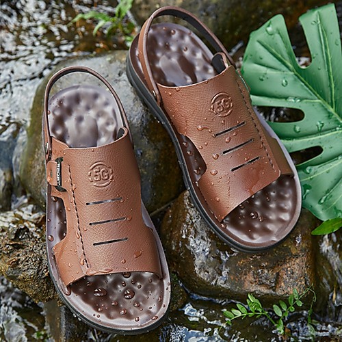 

Men's Summer Outdoor Sandals PU Non-slipping Black / Brown