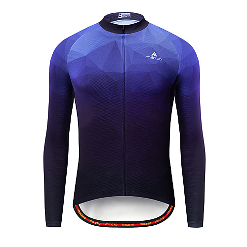 

Miloto Men's Long Sleeve Cycling Jersey Summer Blue Bike Jersey Top Mountain Bike MTB Road Bike Cycling Ultraviolet Resistant Quick Dry Breathable Sports Clothing Apparel / Stretchy / Back Pocket