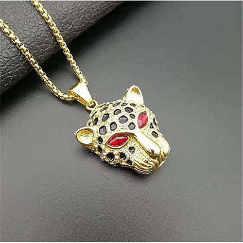 

Men's Pendant Necklace Classic Flower Fashion Titanium Steel Imitation Diamond Red Green 50 cm Necklace Jewelry 1pc For