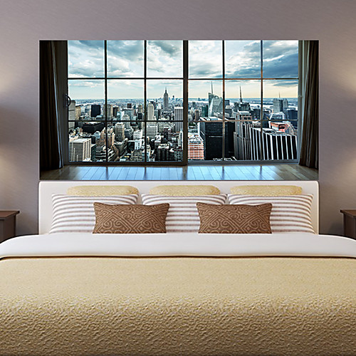 

Manhattan City New York Living Room Tv Background Wall Stickers Bedroom Bedside Art Decoration Art Ornament Wallpaper Sticker 1 set 2pcs 2Pcs 18045cm