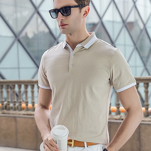 

Men's Solid Colored Polo Daily Shirt Collar Black / Beige / Gray / Short Sleeve