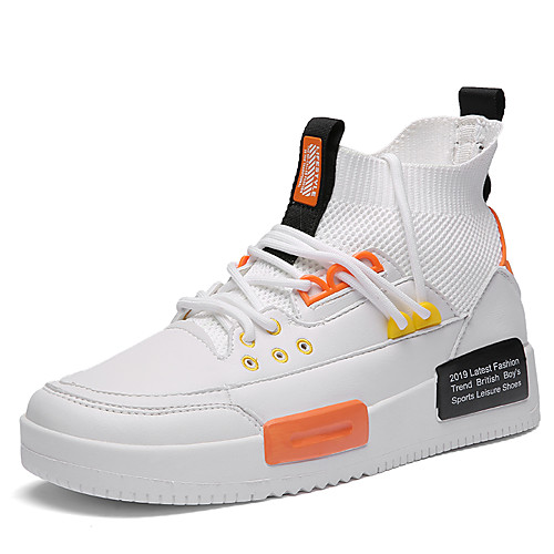 

Men's Spring & Summer / Fall & Winter Sporty / Casual Daily Outdoor Sneakers Running Shoes / Walking Shoes PU / Tissage Volant Breathable Wear Proof White / Black / Beige Color Block Slogan