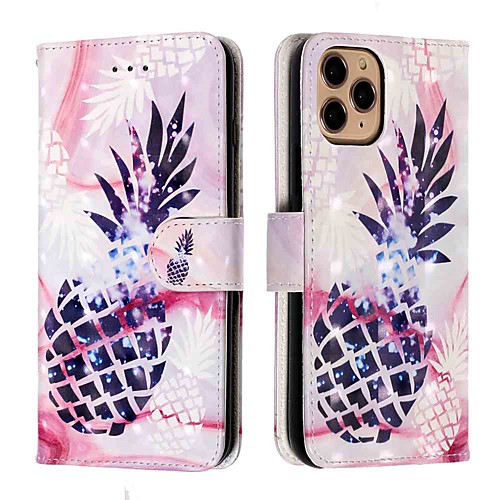 

Case For Apple iPhone 11 / iPhone 11 Pro / iPhone 11 Pro Max Wallet / Card Holder / with Stand Full Body Case Purple Pineapple PU Leather / TPU for iPhone Xs Max / Xr / Xs / X / SE (2020) / 8 Plus / 8