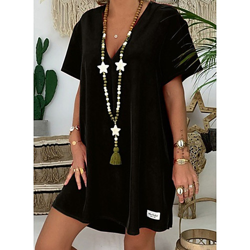 

Women's A-Line Dress Short Mini Dress - Short Sleeves Solid Color Summer V Neck Elegant 2020 Black Blue Purple Red Green S M L XL XXL XXXL XXXXL XXXXXL