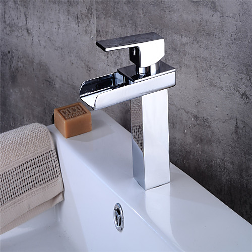 

All Copper Hot And Cold Single Hole Mixing Basin Faucet Bathroom Sink Waterfall Faucet