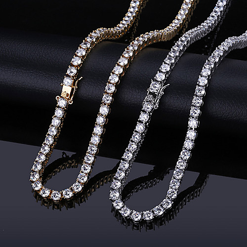 

AAA Cubic Zirconia Necklace Tennis Chain Statement Fashion Trendy Hip Hop Copper Silver Gold 45.8 cm Necklace Jewelry 1pc For Anniversary Street Festival