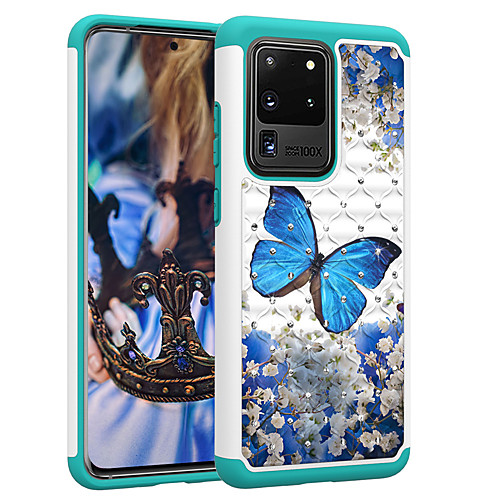 

PC TPU 2in1 Rhinestone Taping Cover Butterfly Flower Phone Case For Samsung Galaxy S20 S20PLUS S20Ultra S10 S10E S10P S9 S9P S8 S8P