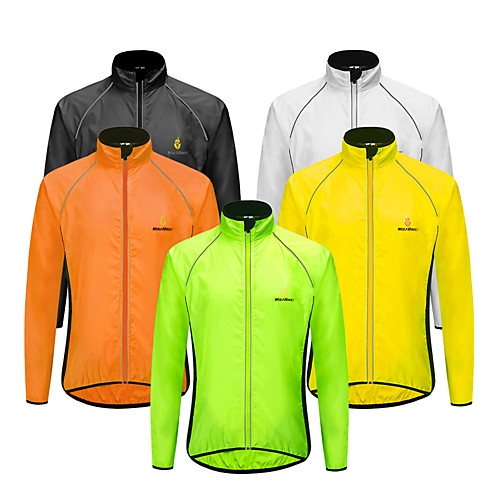 

WOSAWE Men's Long Sleeve Cycling Jersey Cycling Jacket Yellow Navy Blue Green Solid Color Bike Windbreaker Jersey Raincoat Mountain Bike MTB Quick Dry Breathable Back Pocket Sports Clothing Apparel