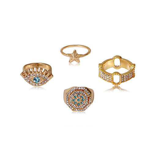 

Women's Ring 1 set Gold Rhinestone Gold Plated Alloy Round Luxury Punk Cute Gift Prom Jewelry Fancy Star Wearable