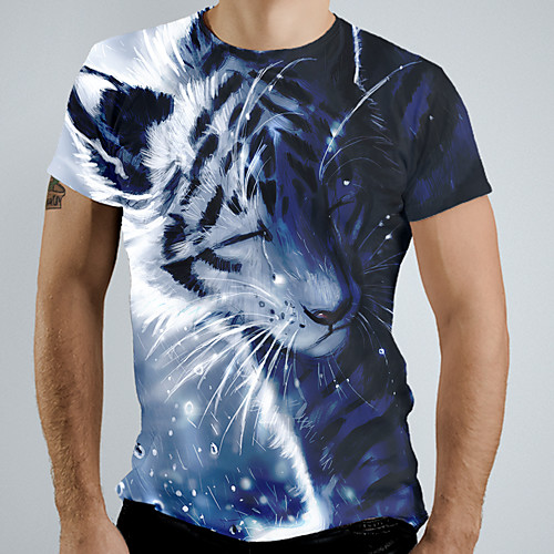 

Men's T shirt Shirt Graphic Animal Short Sleeve Daily Tops Basic Elegant Round Neck Black