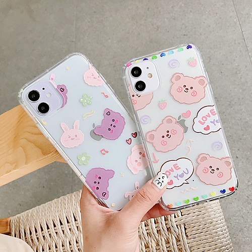 

Case For Apple iPhone 11 /11 Pro / 11 Pro Max/SE2020/6/7/8/x/xr/xsmax/7p/6p Ultra-thin / Transparent / Embossed Back Cover Heart / Cartoon TPU