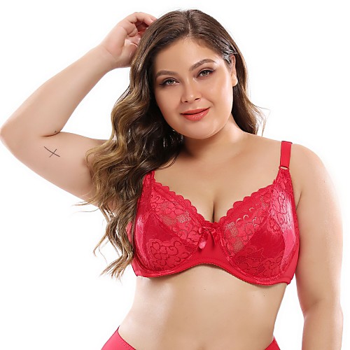 

Women's Lace Bras Underwire Bra Full Coverage Bra White Black Red