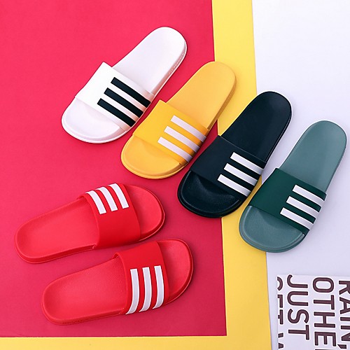 

Women's Slippers & Flip-Flops Summer Flat Heel Open Toe Daily PU White / Black / Yellow