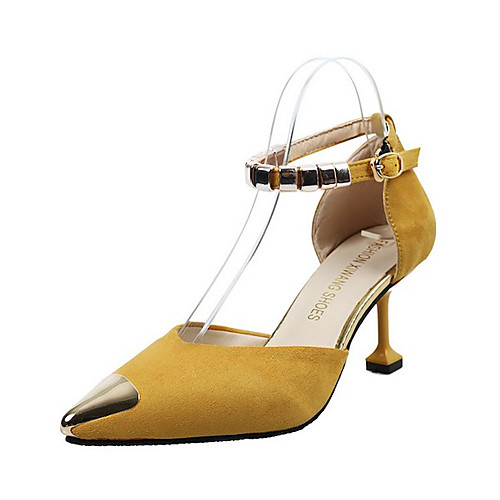 

Women's Sandals Summer Flare Heel Pointed Toe Daily Suede Yellow / Army Green / Black