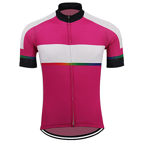 

21Grams Men's Short Sleeve Cycling Jersey Summer Polyester Pink Stripes Gradient Solid Color Bike Jersey Top Mountain Bike MTB Road Bike Cycling UV Resistant Quick Dry Breathable Sports Clothing
