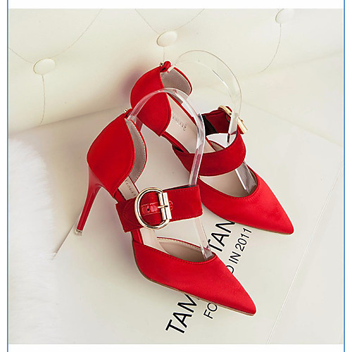 

Women's Sandals Summer Stiletto Heel Open Toe Daily PU Black / Red