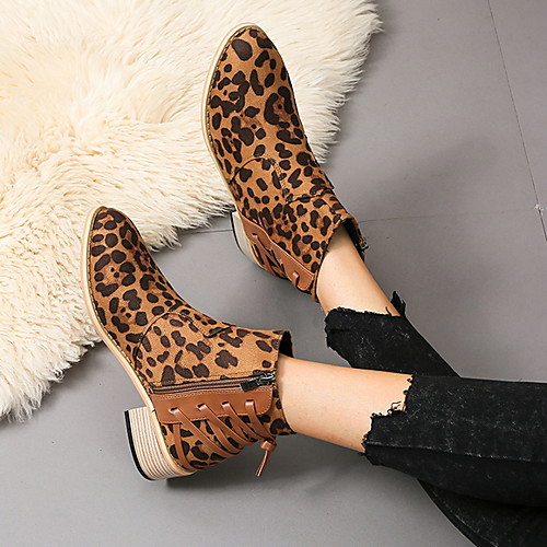 

Women's Boots Fall & Winter Chunky Heel Pointed Toe Daily Suede Mid-Calf Boots Khaki / Brown