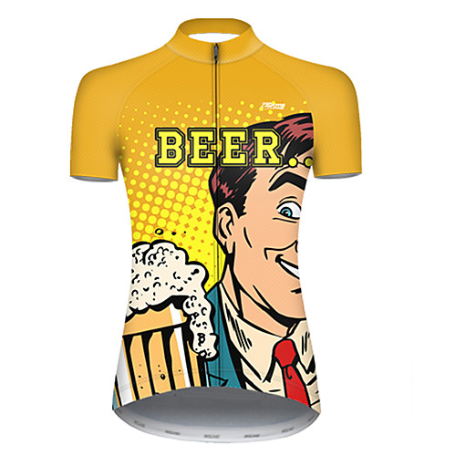 

21Grams Women's Short Sleeve Cycling Jersey Polyester Yellow Polka Dot Gradient Oktoberfest Beer Bike Jersey Top Mountain Bike MTB Road Bike Cycling Breathable Quick Dry Ultraviolet Resistant Sports