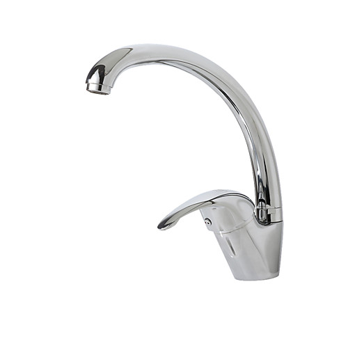 

Kitchen faucet - Modern Style Home Brass Copper Kitchen Faucet Cold and Hot Water Tap Single Handle One Hole Chrome Standard Contemporary Silver Color