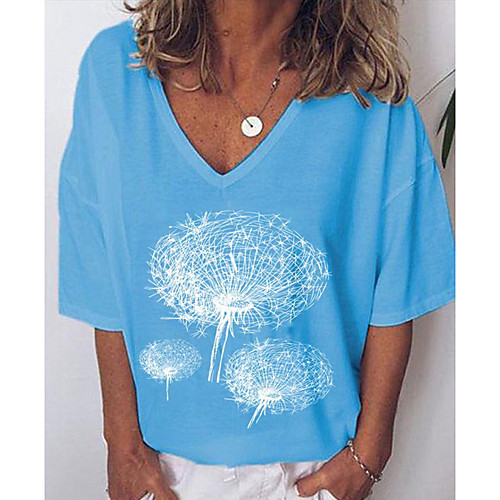 

Women's Plus Size T shirt Geometric Round Neck Tops Black Gray Light Blue
