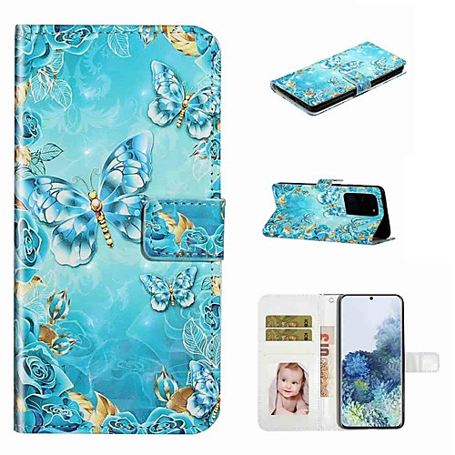 

Phone Case For Samsung Galaxy S20 Galaxy S20 Plus Galaxy S20 Ultra Wallet Card Holder with Stand Full Body Cases Blue Butterfly leather for Galaxy A51 A71 A80 A70 A50 A30S A20