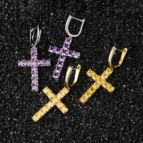 

Men's AAA Cubic Zirconia Earrings Statement European Romantic Fashion Hip Hop Earrings Jewelry Purple / Yellow / Gold For Formal Prom Date Street Festival