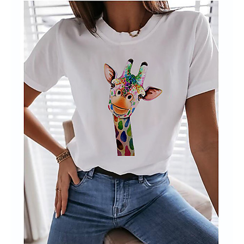 

Women's Rainbow Graphic Pride Day Print T-shirt Basic Causal White