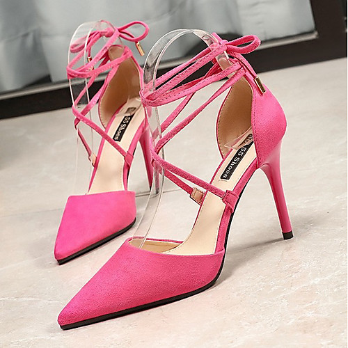 

Women's Sandals Summer Stiletto Heel Pointed Toe Daily Suede Black / Fuchsia / Gray