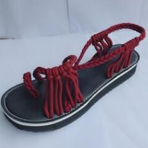 

Women's Sandals Summer Flat Heel Round Toe Daily PU Black / Burgundy / Green