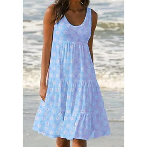

Women's Sheath Dress - Sleeveless Floral Summer Elegant 2020 Blushing Pink Light Blue S M L XL XXL XXXL XXXXL XXXXXL