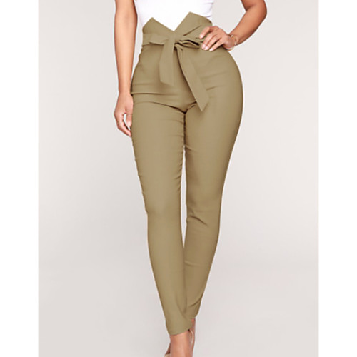 

Women's Basic Chinos Pants Solid Colored Black Khaki