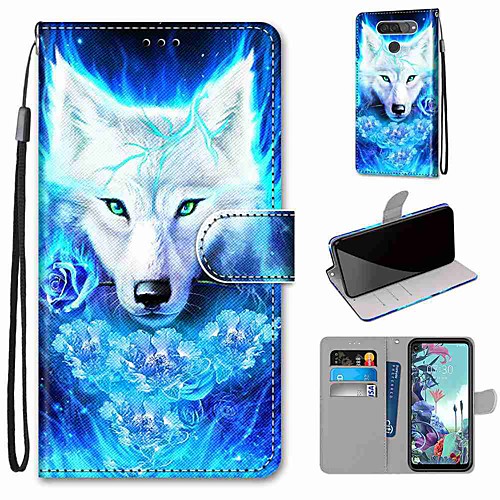 

Case For LG Q70 / LG K50S / LG K40S Wallet / Card Holder / with Stand Full Body Cases Rose Wolf PU Leather / TPU for LG K30 2019 / LG K20 2019