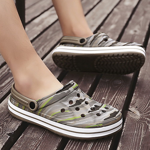 

Men's Summer Outdoor Sandals PU Non-slipping Khaki / Blue / Black Color Block