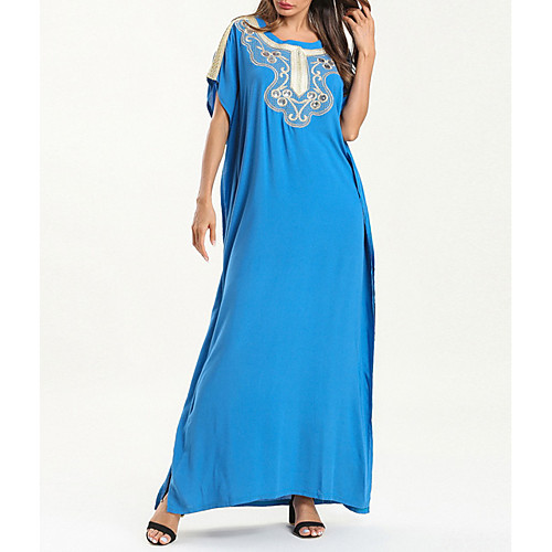 

Women's Shift Dress - Short Sleeves Floral Summer Elegant 2020 Blue M L XL XXL