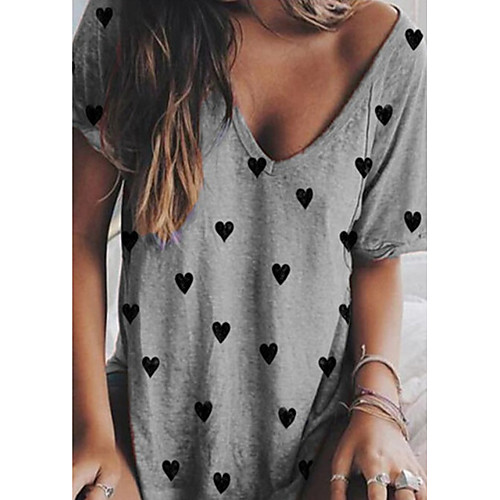 

Women's Geometric T-shirt Daily V Neck Wine / White / Purple / Khaki / Gray