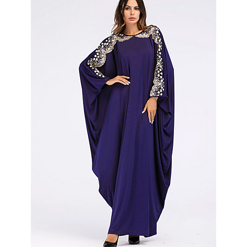 

Women's Shift Dress Maxi long Dress - Long Sleeve Solid Color Summer Casual Mumu 2020 Dusty Blue One-Size