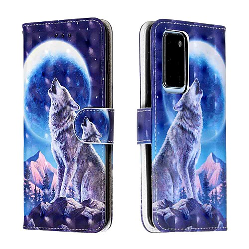 

Case For Huawei P40 / Huawei P40 Pro / Huawei P30 lite Wallet / Card Holder / with Stand Snow Mountain Wolf PU Leather / TPU for Huawei Mate 30 Lite / Honor 10 Lite / Honor 20 Pro