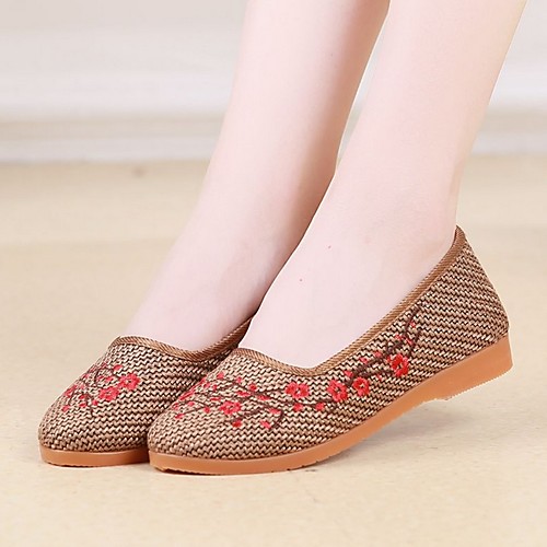 

Women's Loafers & Slip-Ons Summer Flat Heel Round Toe Daily Canvas Red / Brown