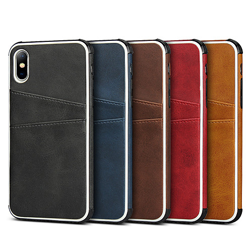 

Case For Apple iPhone 7/8/SE 2020/7P/8P/X/XS/XR/XS Max Card Holder / Shockproof Back Cover Solid Colored PU Leather