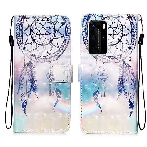 

Case For Huawei HUAWEI P40 PRO / P40 lite E / P40 lite Card Holder / Shockproof / Flip Back Cover Dream Catcher PU Leather / TPU