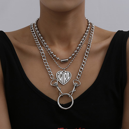 

Women's Necklace Retro Friends Lucky Classic Punk Casual / Sporty Fashion Iron Silver 40 cm Necklace Jewelry 3pcs For Street