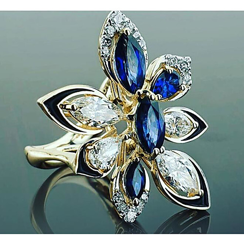 

Women's Ring Belle Ring AAA Cubic Zirconia 1pc Gold Copper Gold Plated Irregular Statement Luxury Party Evening Gift Jewelry Geometrical Flower Wearable