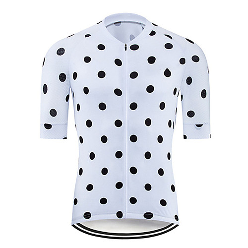 

21Grams Men's Short Sleeve Cycling Jersey Summer Polyester BlackWhite Polka Dot Solid Color Bike Jersey Top Mountain Bike MTB Road Bike Cycling UV Resistant Quick Dry Breathable Sports Clothing
