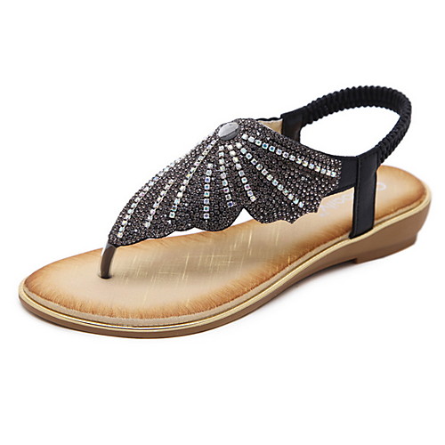 

Women's Sandals Summer Flat Heel Open Toe Daily PU Black / Gold